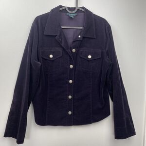 BCBG Nordstrom Purple Corduroy Jacket Women's L Pockets Collared  Whimsigoth
